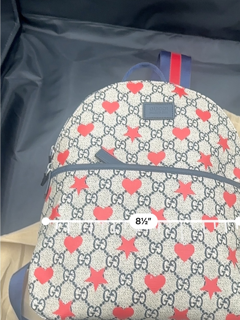 Inspooooo Red Heart & Star GG Canvas Backpack - Navy Trim - Picture 10 of 11